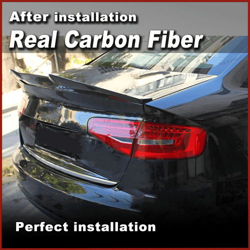 Fit For Audi A4 B8.5 A4L Sedan 2013-2016 REAL CARBON Rear Trunk Spoiler Wing Lip - Picture 4 of 15