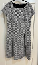 Talbots Womens Black and White Geometric Short Sleeve Dress Size 16