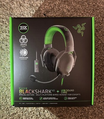 New Razer BlackShark V2 +USB Sound Card Special Edition Multi Platform Wired Set