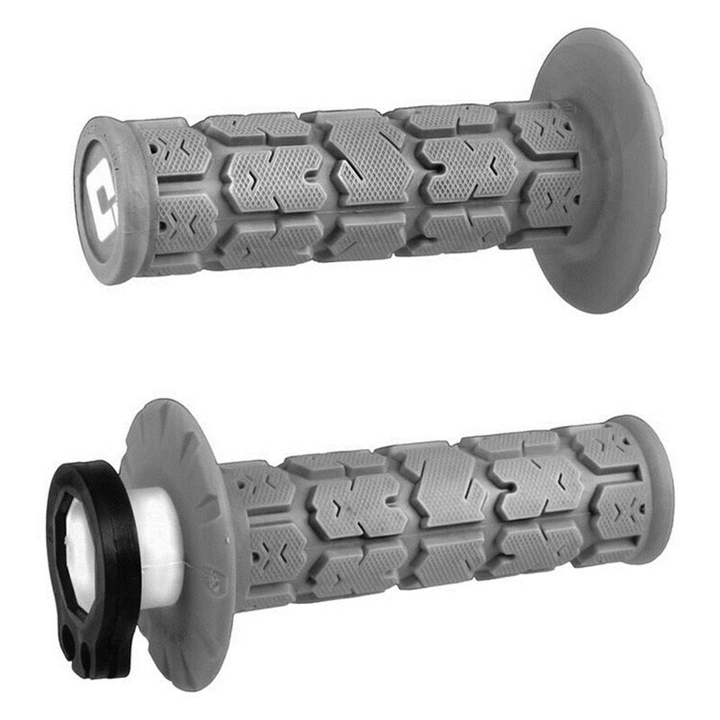 Poignées ODI Rogue MX anti-vibrations semi-gauffrées grises pour moto tout-terrain