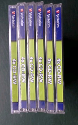  6 Verbatim CD-RW 80MIN / 700MB wiederbeschreibbare leere CDRW Disc NEU & VERSIEGELTE DISC