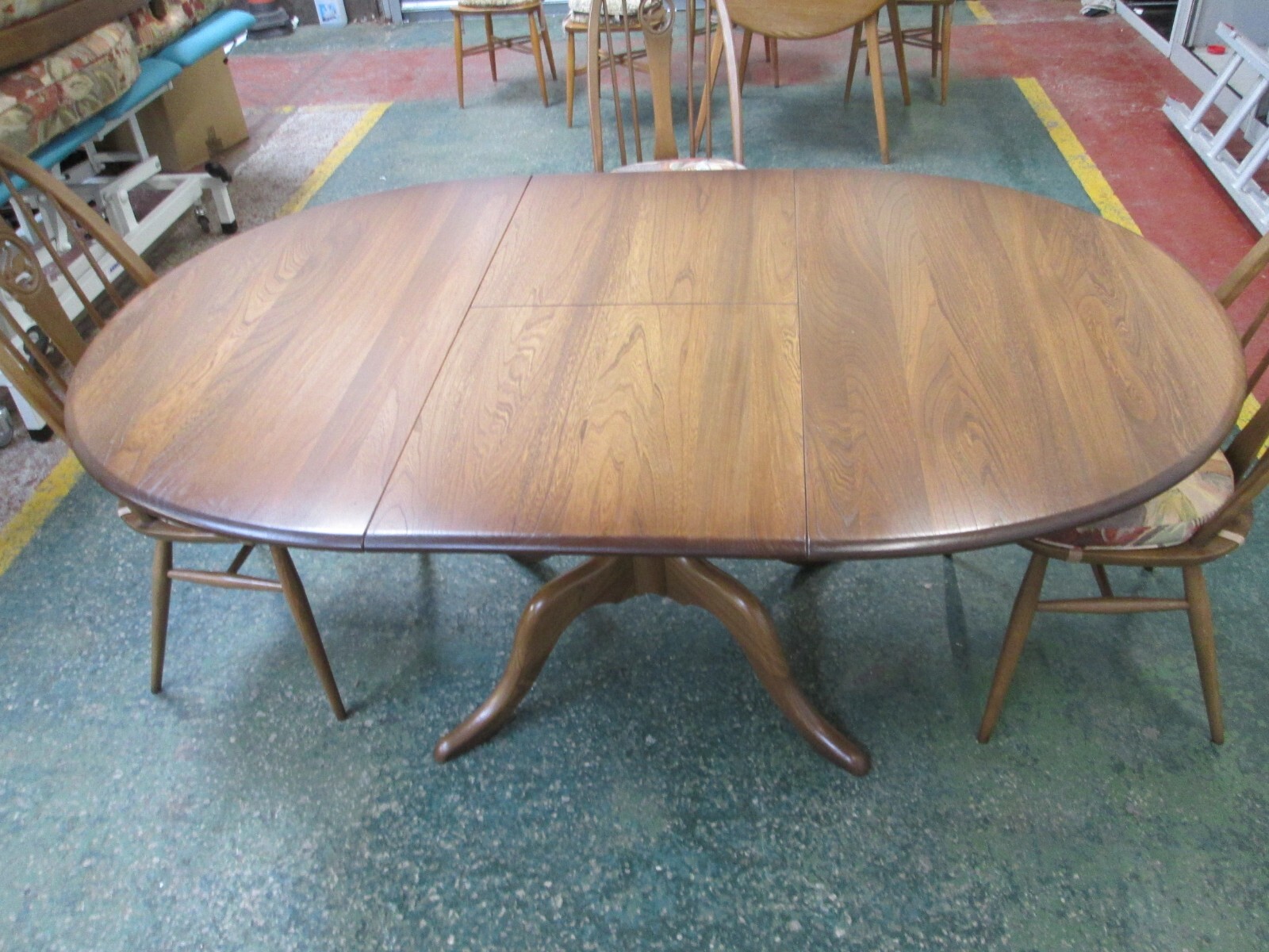 ERCOL Vintage Extending Dining Table with 4 Swan Back Quaker Chairs & Cushions eBay