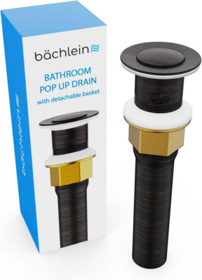 Bathroom Pop Up Sink Drain Stopper Detachable Hair Catch Basket Rubbed Bronze