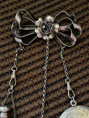 Beautiful Antique Hobé Brooch Chataline Sterling Silver - Picture 3 of 22