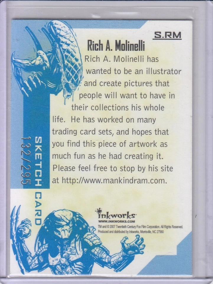 Aliens vs. Predator Requiem Sketch Card By Rich Molinelli #132/295 Inkworks 2007 - Image 2 of 2