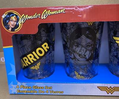 Wonder Woman Rare 16 oz. Glass Set/4 Warrior Zak Tumblers New In Box DC  Comics | eBay