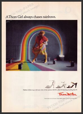Thom McAn Shoes 1980s Print Advertisement 1982 ''Girl Always Chooses Rainbows''