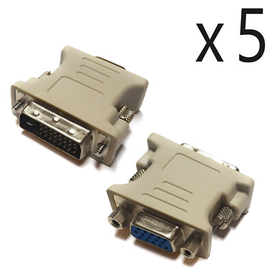 5 Pack DVI-I 24+5 Pin Dual Link Male to VGA Female Adapter Converter Monitor PC