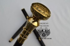 Solid Brass Knob Head Handle Wooden Walking Cane for Men and Women Decorative