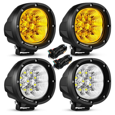 AUXBEAM 4'' Inch Round LED Work Lights Spot Pods OffRoad Truck ATV Driving Lamps