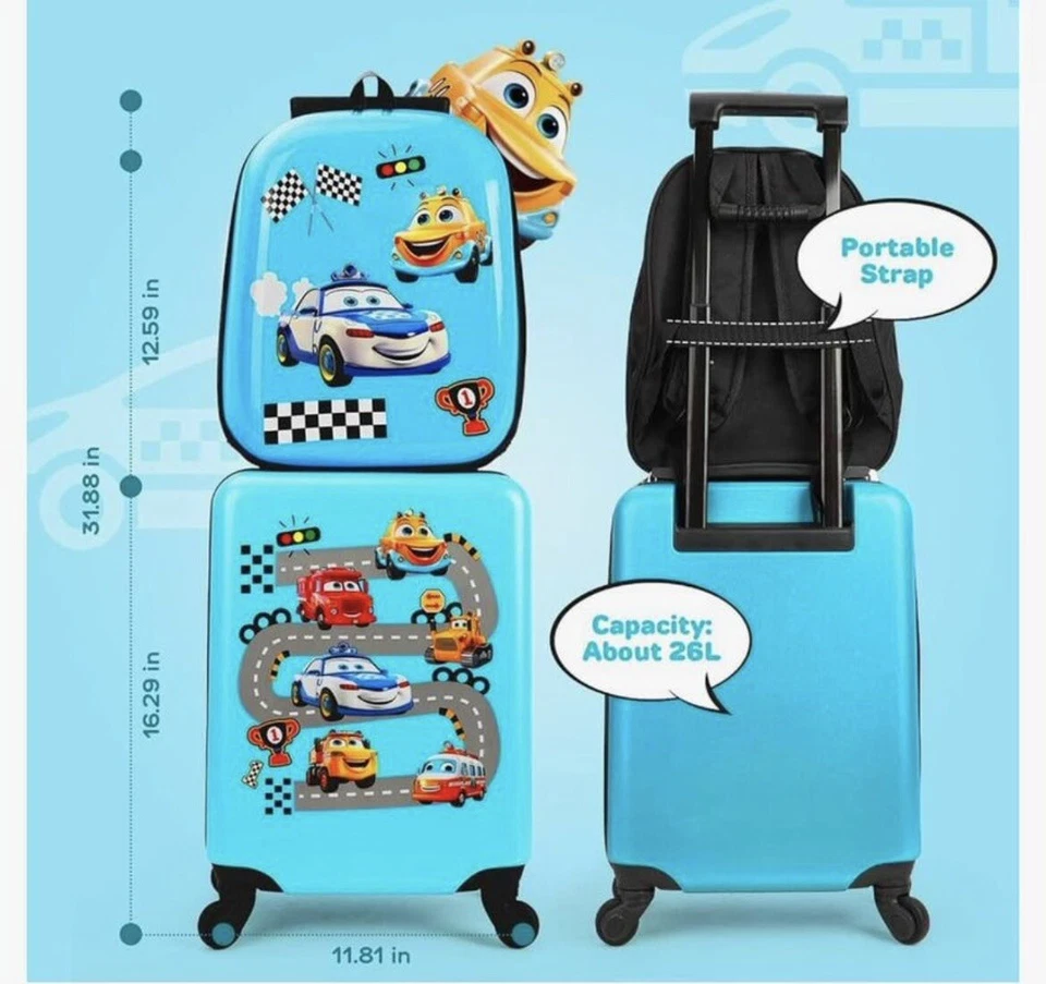 Maletas de transporte para niños con ruedas 360 grados para viajar azul Foto 2 de 4