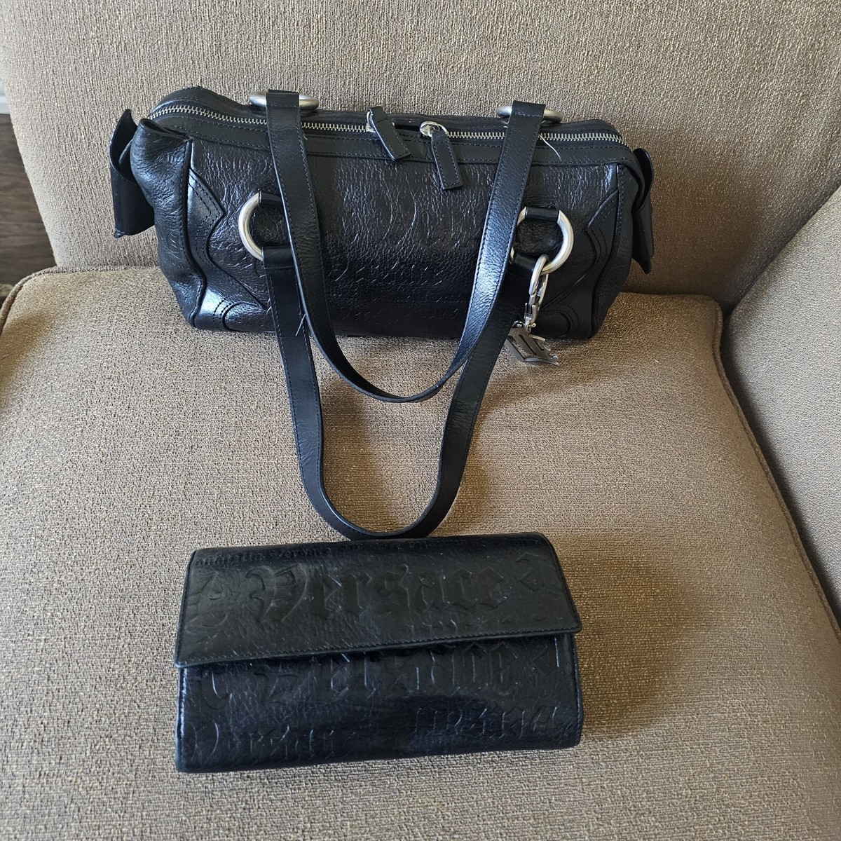 Versace Vintage Printed Medium Shoulder Leather Bag With Wallet | eBay