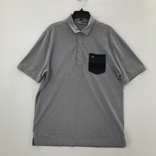 Travis Mathew Polo Shirt Mens Large L Gray Blue Golf Short Sleeve Pocket Men