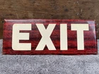 Vintage Red Exit Advertising Wood Grain Tin Reflective Smaltz Letter Metal Sign