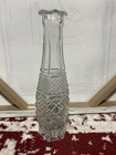 Vintage Pressed Glass Vase, Diamond Pattern.  9.25 Inches Tall — photo 1