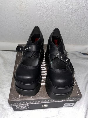 Demonia Void-38, Black Vegan Leather Sz 6