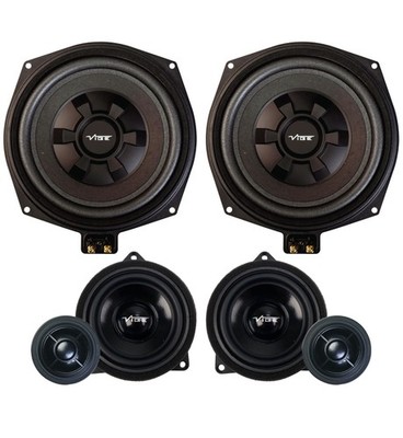 Vibe OPTISOUNDBMW4X schwarz 4 Zoll Auto Audio komplettes Upgrade-Kit für BMW Lautsprecher 345 W
