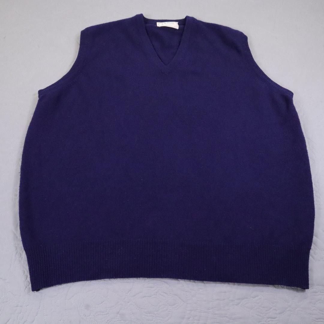 LL Bean Sweater Vest Mens XL Blue 100% Virgin Lambswool V Neck Made In USA