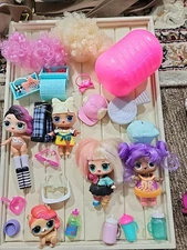 Lol Surprise 4 Dolls 1 Pet  Sun Glasses Wigs Bottles Lot #5