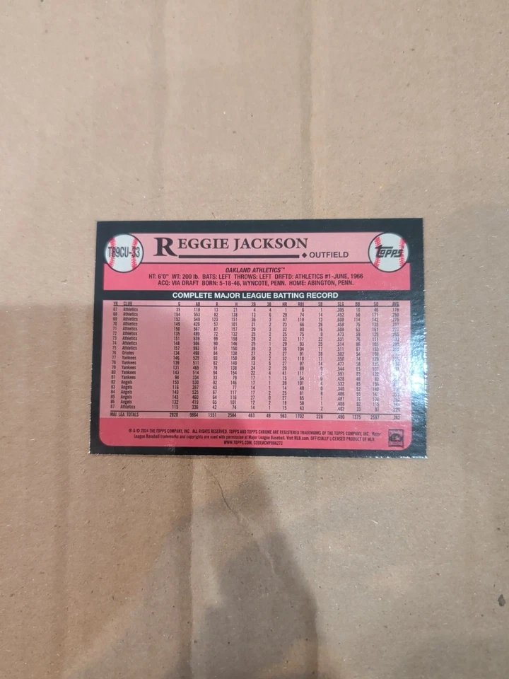 2024 Topps Update Reggie Jackson #T89CU-33 Silver Pack Gold Refractor #'d /50 As - Image 2 of 2