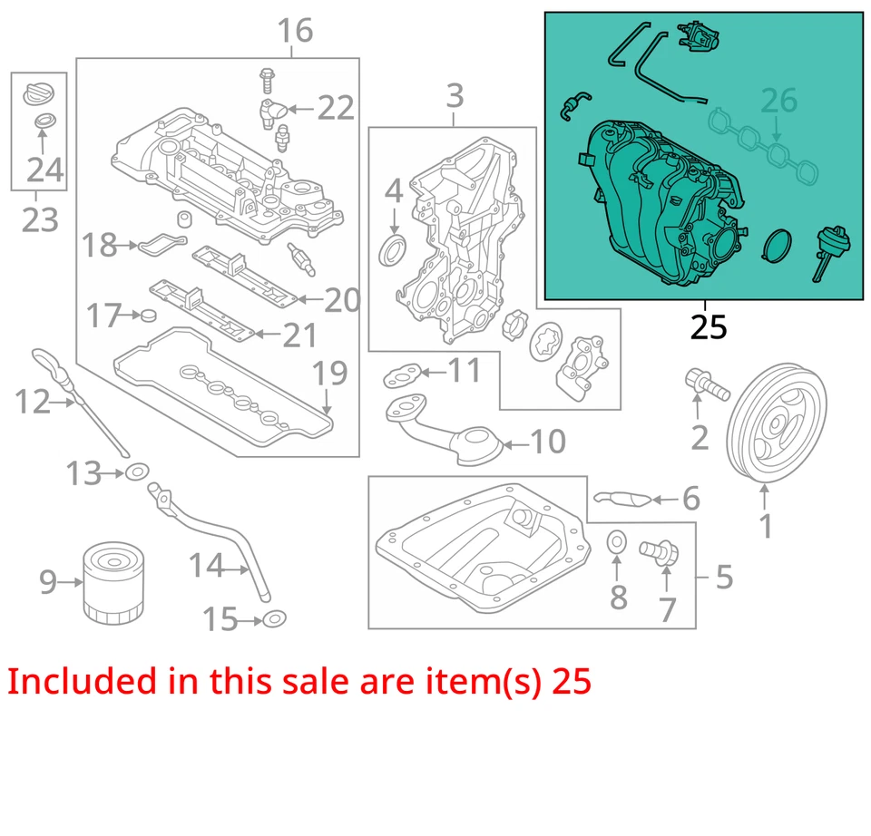 14-16 Hyundai Accent 1.6L Intake Manifold 106k OEM LKQ - Image 4 of 4