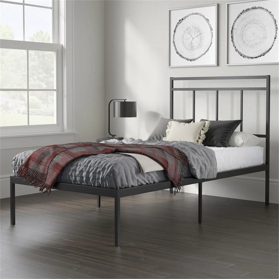 Cama doble plataforma metálica Sauder Cannery Bridge en acabado negro Foto 3 de 4