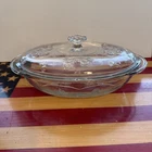 Vintage Anchor Hocking SAVANNAH Pattern Oval Cassrole Dish With Lid