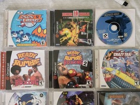 Sega Dreamcast Video Game Console Lot, Sonic Adventure, Dynamite Cop, Crazy Taxi