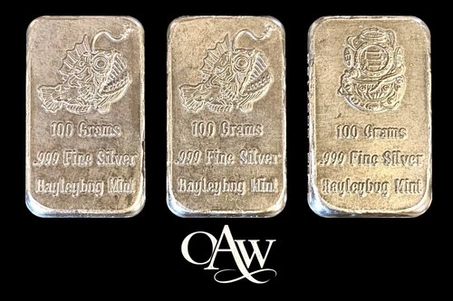 Hayleybug Mint *RARE SET* 3 - 100 gram .999 Fine silver Bars HB 062/150 9.65 OZ
