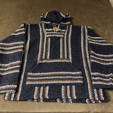 Baja Joe Mexican Hoodie Adult Size Large Gray White Brown