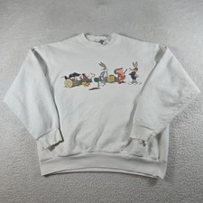 Vintage 1991 Looney Tunes Sweatshirt Size Large Double Sided White USA Made
