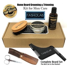 Beard Grooming Balm Oil Kit for Men Face Care - Trimming Gift Set