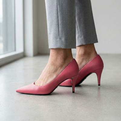 Gucci Rosa Leder Mittelhohem Absatz Damen Pumps Größe 39 US 9 Made in Italy
