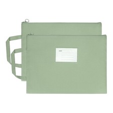 2 Pcs A4 Mesh Zipper Pouch with Handle Single-Layer, Green 9.5 x 7.3 Inch 