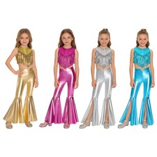 UK Retro Dance Costumes For Girls 2 Piece 70s Disco Outfits Retro Dance Costumes