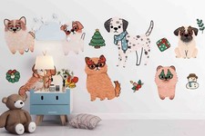 3D Dogs Kids Self-adhesive Removeable Wallpap...