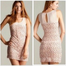 NEW Free People Shimmy Bitsy Ditsy Floral Mini Dress Mesh Scoop Neckline Size XS