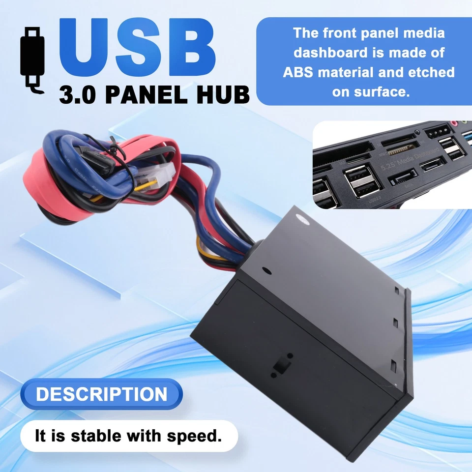 5,25 Zoll USB 3.0 Front Panel PC USB 3.0/2.0 Hub E-Audio Multi Card2468 - Bild 2 von 4