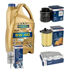 BOSCH Inspektionspaket 5L RAVENOL Racing Ultra 5W-40 für VW Golf Plus 1.4 TSI