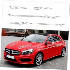 Flame Graphic Car Sticker Racing Sport Stripe Hood Door Decal Universal Gray