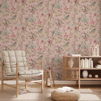 Eleanor Blumen Tapete FD43445 Pink Chinoiserie VöGel Blatt Wanderwege Fine Decor