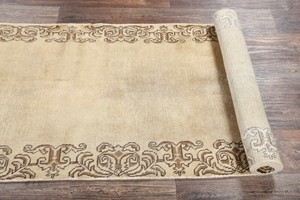 Vintage MUTED Beige Brown 13 ft LONG Distressed Oriental Runner 