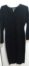 Vintage Carole Little Womens Sweater Dress Sz M Midi Whimsigoth Black Witchcore