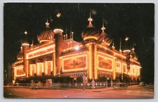 Night View Of The World's Only Corn Palace Mitchell South Dakota Postcard