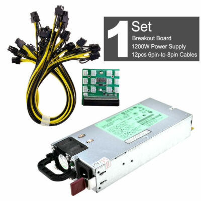 HP 1200W Netzteil BTC ETH Mining Netzteil 12 Ports Breakout Board 12 Kabel