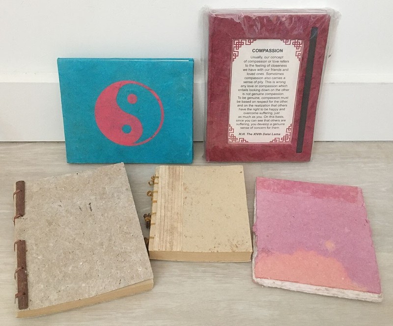 Handmade Paper Book LOT: Journal w/ Tibetan "Compassion" by Dalai Lama, Yin Yang