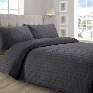 Cotton Rich Blend Premium Bedding Seersucker Charcoal Grey Bedding