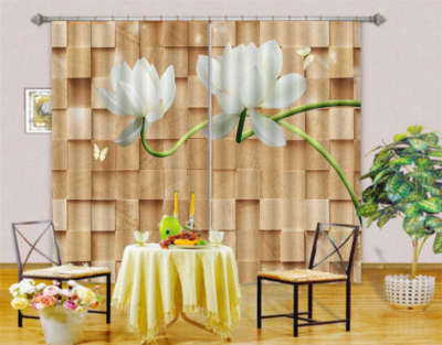 Graceful White Flowers 3D Curtain Blockout Photo Printing Curtains Drape Fabric