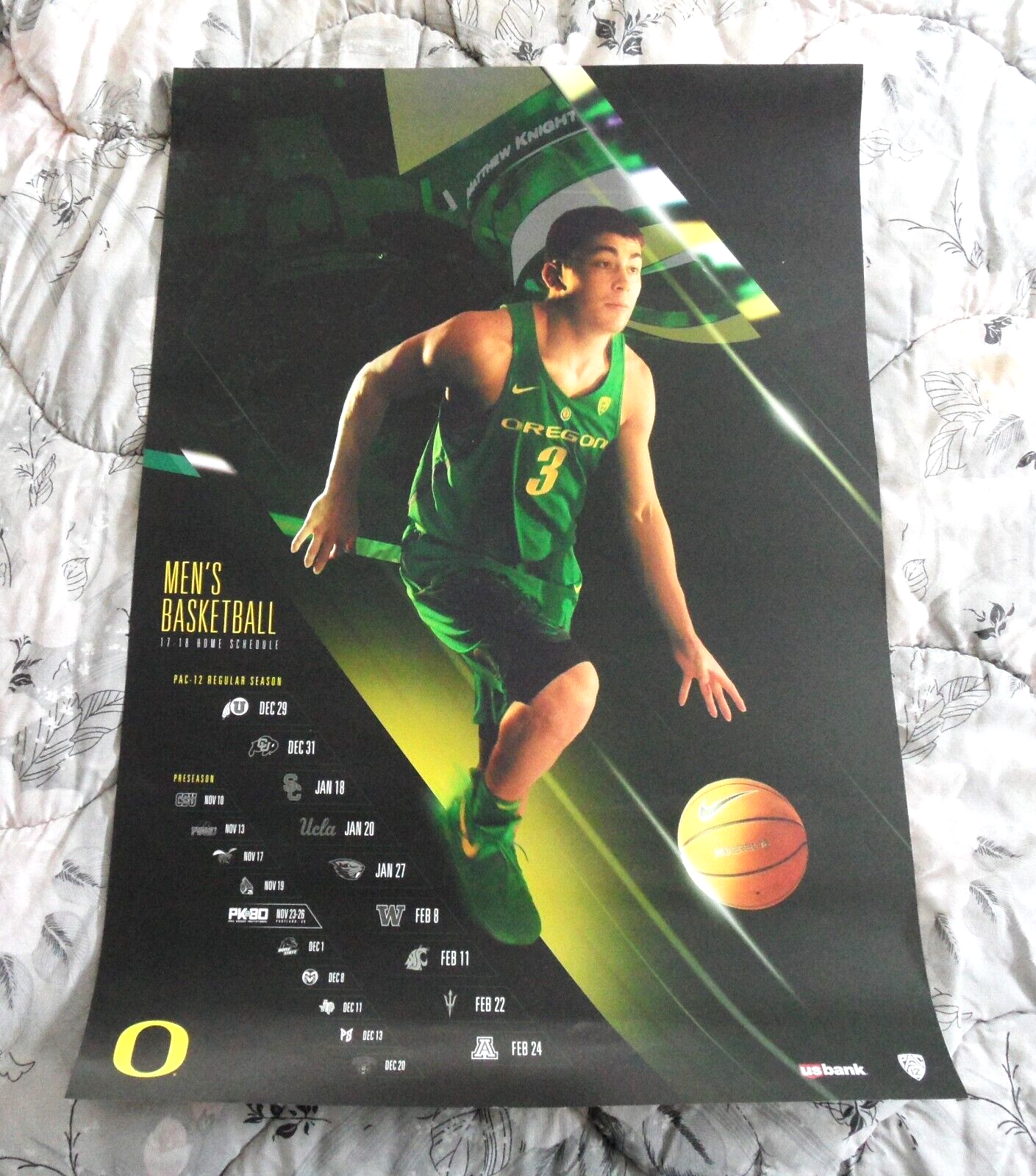 orig. 2017-18 Oregon Ducks PAYTON PRITCHARD **Basketball Poster** Game Schedule