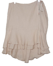 NWT Lauren Ralph Lauren Beige Linen Ruffle Asymmetrical Skirt Size: 12